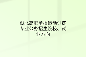湖北高職單招運動訓練專業(yè)公辦招生院校、就業(yè)方向