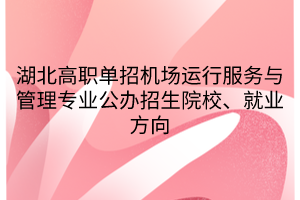 湖北高職單招機(jī)場(chǎng)運(yùn)行服務(wù)與管理專業(yè)公辦招生院校、就業(yè)方向