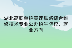 湖北高職單招高速鐵路綜合維修技術(shù)專業(yè)公辦招生院校、就業(yè)方向