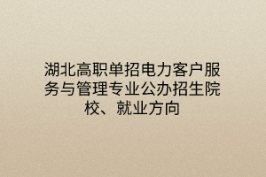 湖北高職單招電力客戶服務與管理專業(yè)公辦招生院校、就業(yè)方向