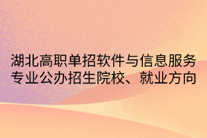 湖北高職單招軟件與信息服務(wù)專業(yè)公辦招生院校、就業(yè)方向