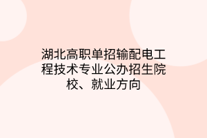 湖北高職單招輸配電工程技術(shù)專(zhuān)業(yè)公辦招生院校、就業(yè)方向