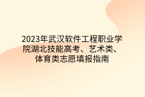 2023年武漢軟件工程職業(yè)學(xué)院湖北技能高考、藝術(shù)類、體育類志愿填報(bào)指南