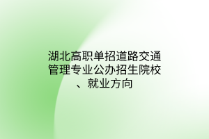 湖北高職單招道路交通管理專業(yè)公辦招生院校、就業(yè)方向