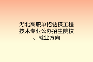 湖北高職單招鉆探工程技術(shù)專業(yè)公辦招生院校、就業(yè)方向