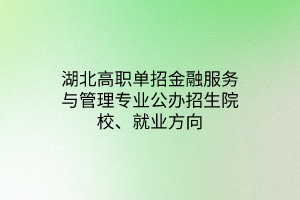 湖北高職單招金融服務(wù)與管理專業(yè)公辦招生院校、就業(yè)方向