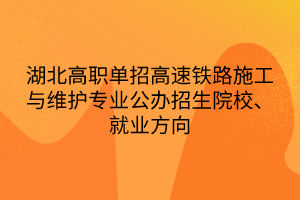 湖北高職單招高速鐵路施工與維護(hù)專業(yè)公辦招生院校、就業(yè)方向