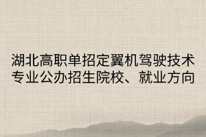 湖北高職單招定翼機駕駛技術(shù)專業(yè)公辦招生院校、就業(yè)方向（1）
