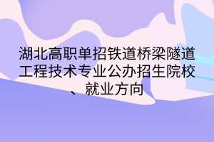 湖北高職單招鐵道橋梁隧道工程技術(shù)專業(yè)公辦招生院校、就業(yè)方向