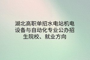 湖北高職單招水電站機電設(shè)備與自動化專業(yè)公辦招生院校、就業(yè)方向