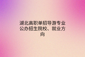 湖北高職單招導游專業(yè)公辦招生院校、就業(yè)方向