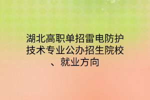 湖北高職單招雷電防護(hù)技術(shù)專業(yè)公辦招生院校、就業(yè)方向