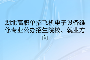 湖北高職單招飛機電子設(shè)備維修專業(yè)公辦招生院校、就業(yè)方向
