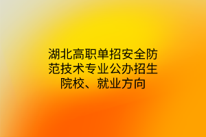 湖北高職單招安全防范技術(shù)專(zhuān)業(yè)公辦招生院校、就業(yè)方向
