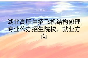 湖北高職單招飛機(jī)結(jié)構(gòu)修理專(zhuān)業(yè)公辦招生院校、就業(yè)方向