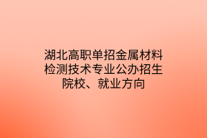 湖北高職單招金屬材料檢測技術(shù)專業(yè)公辦招生院校、就業(yè)方向