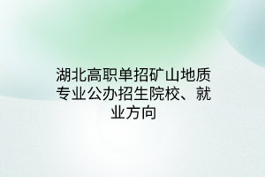 湖北高職單招礦山地質(zhì)專業(yè)公辦招生院校、就業(yè)方向