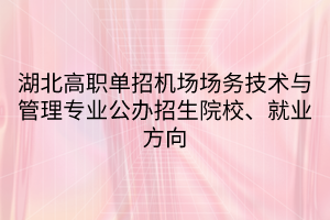 湖北高職單招機場場務(wù)技術(shù)與管理專業(yè)公辦招生院校、就業(yè)方向