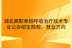 湖北高職單招呼吸治療技術(shù)專業(yè)公辦招生院校、就業(yè)方向