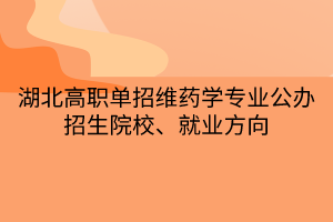 湖北高職單招維藥學專業(yè)公辦招生院校、就業(yè)方向