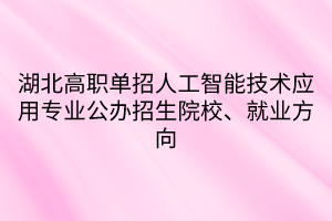 湖北高職單招人工智能技術(shù)應(yīng)用專業(yè)公辦招生院校、就業(yè)方向