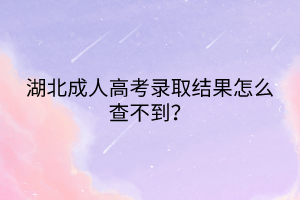 湖北成人高考錄取結(jié)果怎么查不到？