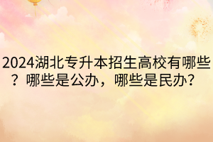 2024湖北專升本招生高校有哪些？哪些是公辦，哪些是民辦？