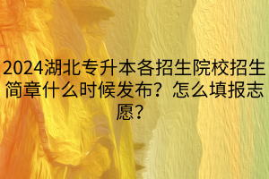 2024湖北專升本各招生院校招生簡(jiǎn)章什么時(shí)候發(fā)布？怎么填報(bào)志愿？(1)