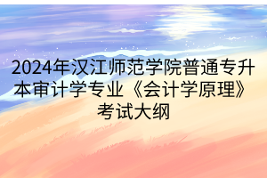 2024年漢江師范學(xué)院普通專升本審計(jì)學(xué)專業(yè)《會計(jì)學(xué)原理》考試大綱(1)