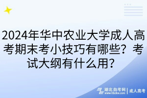 2024年華中農(nóng)業(yè)大學(xué)成人高考期末考小技巧有哪些？考試大綱有什么用？