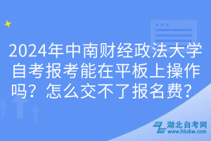 2024年中南財(cái)經(jīng)政法大學(xué)自考報(bào)考能在平板上操作嗎？怎么交不了報(bào)名費(fèi)？