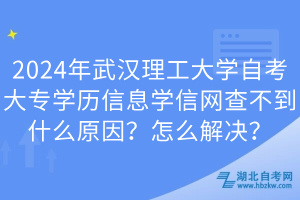 2024年武漢理工大學(xué)自考大專學(xué)歷信息學(xué)信網(wǎng)查不到什么原因？怎么解決？