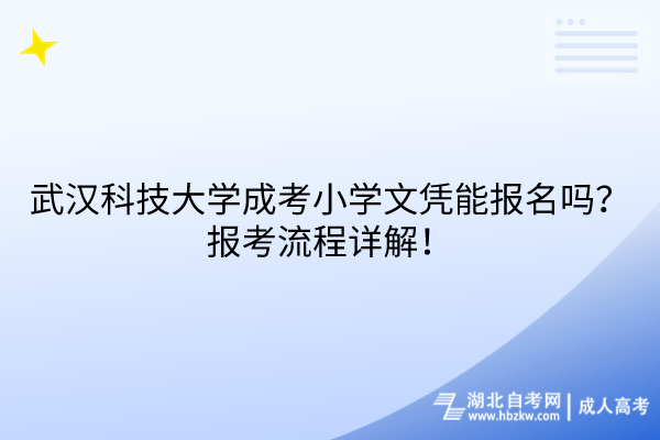 武漢科技大學(xué)成考小學(xué)文憑能報(bào)名嗎？報(bào)考流程詳解！