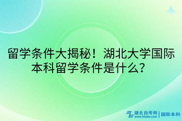 留學(xué)條件大揭秘！湖北大學(xué)國際本科留學(xué)條件是什么？