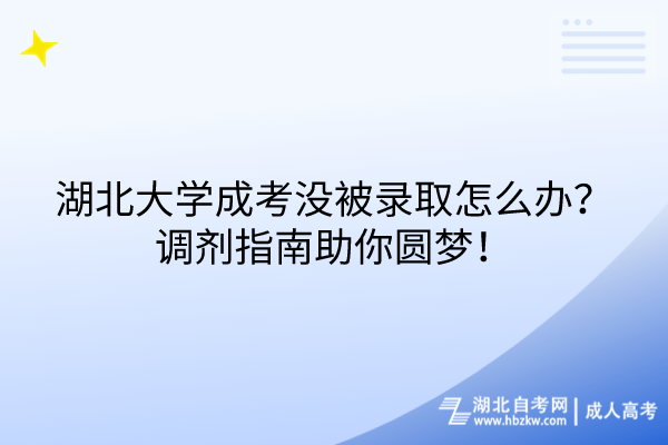 湖北大學成考沒被錄取怎么辦？調(diào)劑指南助你圓夢！