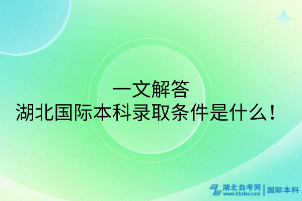 一文解答湖北國際本科的錄取條件是什么！