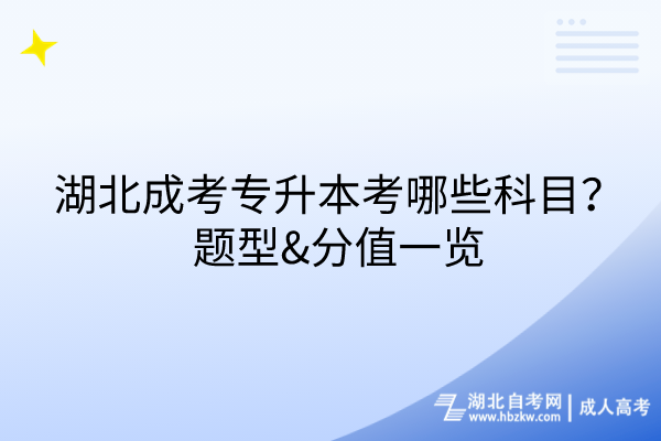 湖北成考專升本考哪些科目？題型&分值一覽