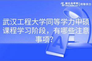 武漢工程大學同等學力申碩課程學習階段，有哪些注意事項？