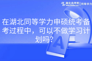 在湖北同等學(xué)力申碩統(tǒng)考備考過程中，可以不做學(xué)習(xí)計(jì)劃嗎？