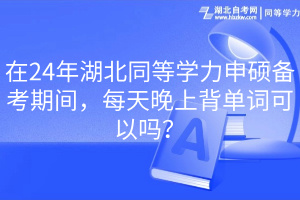 在24年湖北同等學(xué)力申碩備考期間，每天晚上背單詞可以嗎？