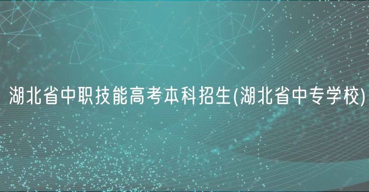 湖北省中職技能高考本科招生(湖北省中專學校)
