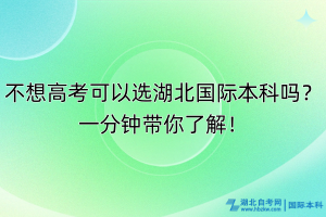 不想高考可以選湖北國(guó)際本科嗎？一分鐘帶你了解！