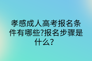 孝感成人高考報(bào)名條件有哪些?報(bào)名步驟是什么？