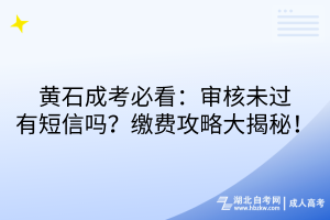 黃石成考必看：審核未過有短信嗎？繳費攻略大揭秘！?