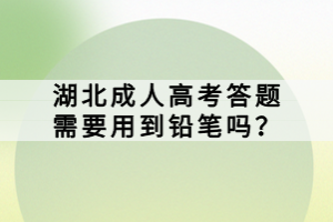 湖北成人高考答題需要用到鉛筆嗎？