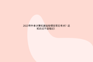 2023專升本計算機基礎(chǔ)有哪些常見考點？這知識點不容錯過！