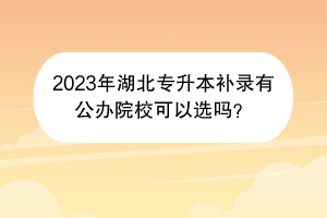 2023年湖北專升本補(bǔ)錄有公辦院校可以選嗎？