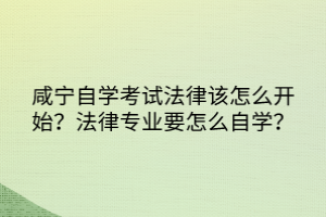 咸寧自學(xué)考試法律該怎么開(kāi)始？法律專(zhuān)業(yè)要怎么自學(xué)？