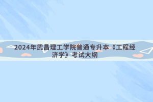2024年武昌理工學(xué)院普通專升本《工程經(jīng)濟學(xué)》考試大綱