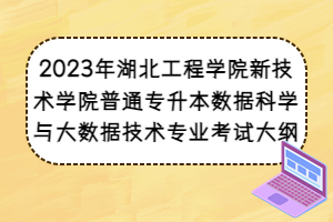 2023年湖北工程學院新技術(shù)學院普通專升本數(shù)據(jù)科學與大數(shù)據(jù)技術(shù)專業(yè)考試大綱